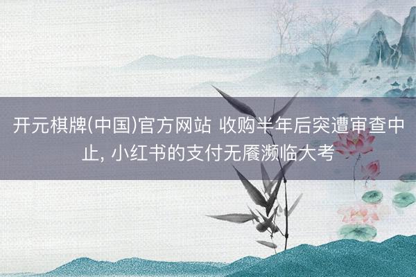 开元棋牌(中国)官方网站 收购半年后突遭审查中止， 小红书的支付无餍濒临大考