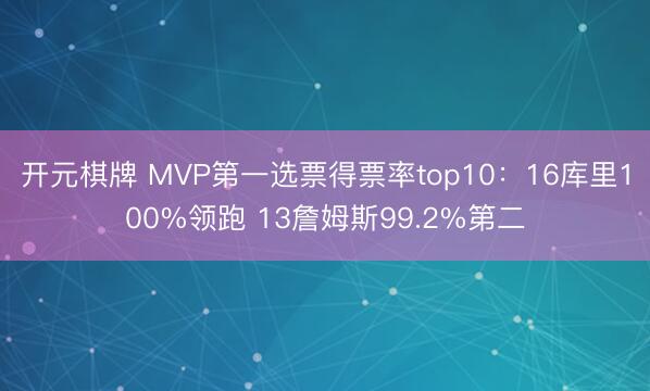 开元棋牌 MVP第一选票得票率top10：16库里100%领跑 13詹姆斯99.2%第二