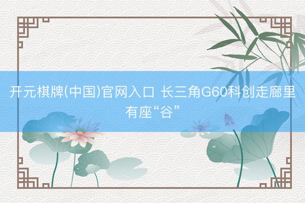 开元棋牌(中国)官网入口 长三角G60科创走廊里有座“谷”